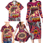Custom Brisbane Lions NAIDOC Week 2024 Family Matching Long Sleeve Bodycon Dress and Hawaiian Shirt Mascot Football