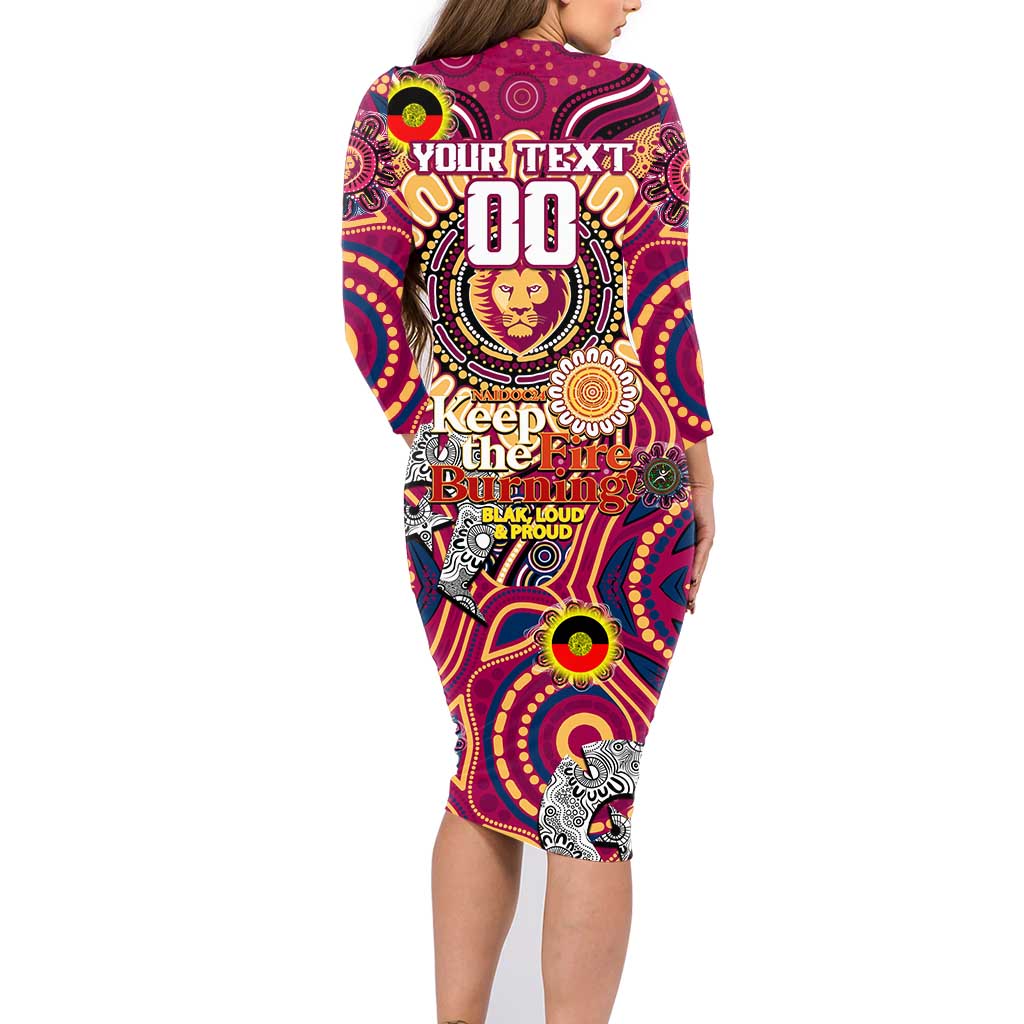 Custom Brisbane Lions NAIDOC Week 2024 Family Matching Long Sleeve Bodycon Dress and Hawaiian Shirt Mascot Football