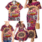 Custom Brisbane Lions NAIDOC Week 2024 Family Matching Mermaid Dress and Hawaiian Shirt Mascot Football
