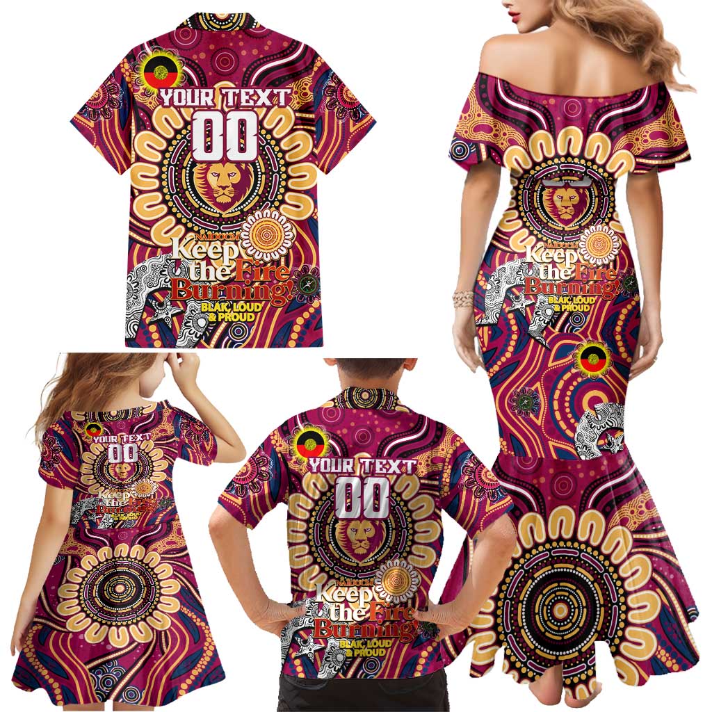 Custom Brisbane Lions NAIDOC Week 2024 Family Matching Mermaid Dress and Hawaiian Shirt Mascot Football