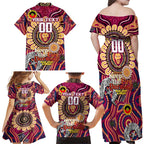 Custom Brisbane Lions NAIDOC Week 2024 Family Matching Off Shoulder Maxi Dress and Hawaiian Shirt Mascot Football