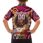 Custom Brisbane Lions NAIDOC Week 2024 Family Matching Off Shoulder Short Dress and Hawaiian Shirt Mascot Football