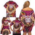 Custom Brisbane Lions NAIDOC Week 2024 Family Matching Off Shoulder Short Dress and Hawaiian Shirt Mascot Football