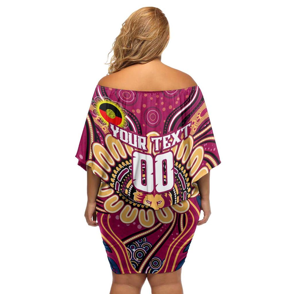 Custom Brisbane Lions NAIDOC Week 2024 Family Matching Off Shoulder Short Dress and Hawaiian Shirt Mascot Football