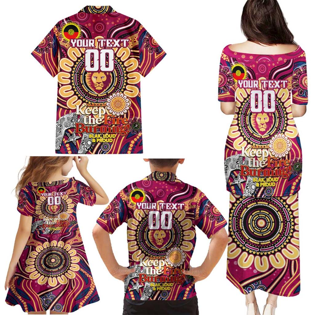 Custom Brisbane Lions NAIDOC Week 2024 Family Matching Puletasi and Hawaiian Shirt Mascot Football