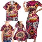 Custom Brisbane Lions NAIDOC Week 2024 Family Matching Short Sleeve Bodycon Dress and Hawaiian Shirt Mascot Football