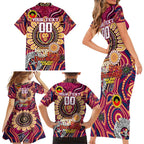 Custom Brisbane Lions NAIDOC Week 2024 Family Matching Short Sleeve Bodycon Dress and Hawaiian Shirt Mascot Football