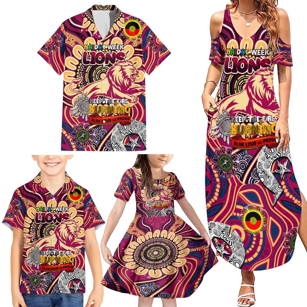 Custom Brisbane Lions NAIDOC Week 2024 Family Matching Summer Maxi Dress and Hawaiian Shirt Mascot Football