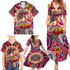 Custom Brisbane Lions NAIDOC Week 2024 Family Matching Summer Maxi Dress and Hawaiian Shirt Mascot Football