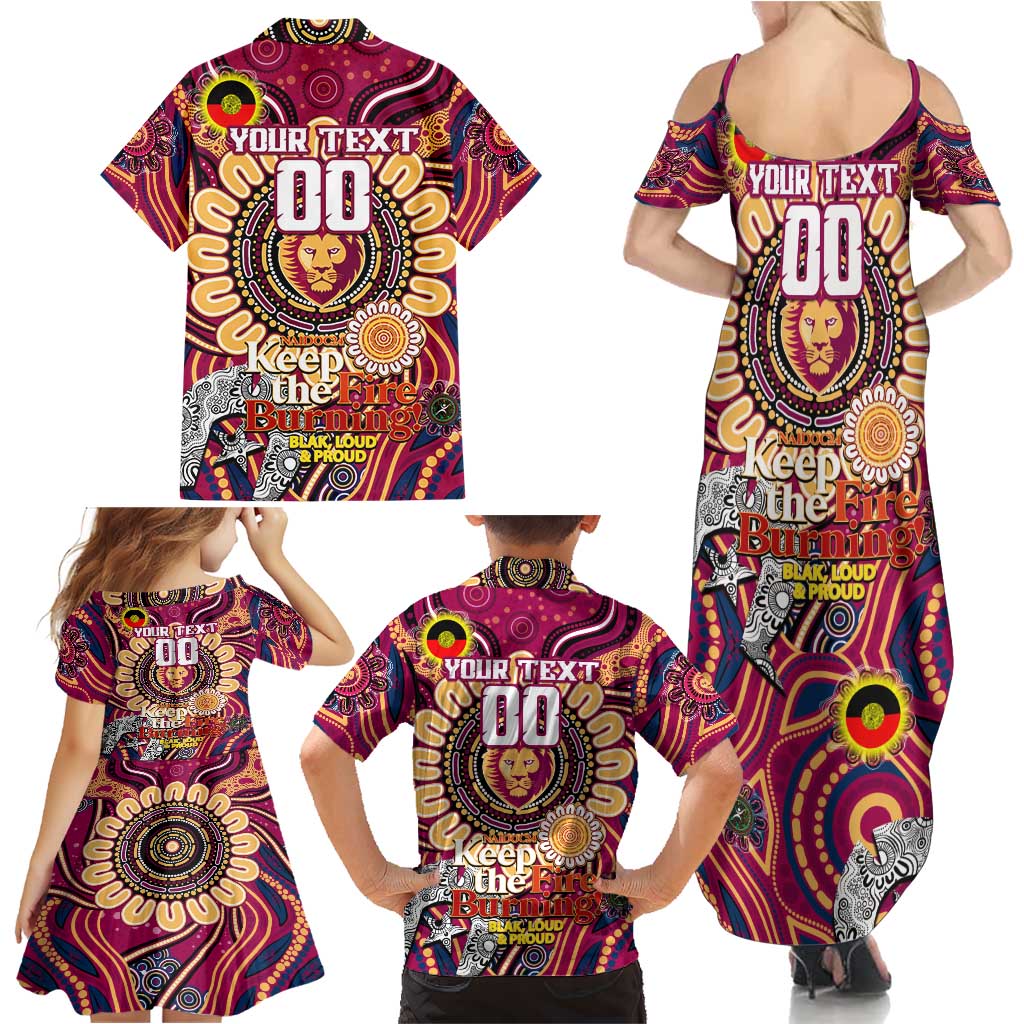 Custom Brisbane Lions NAIDOC Week 2024 Family Matching Summer Maxi Dress and Hawaiian Shirt Mascot Football