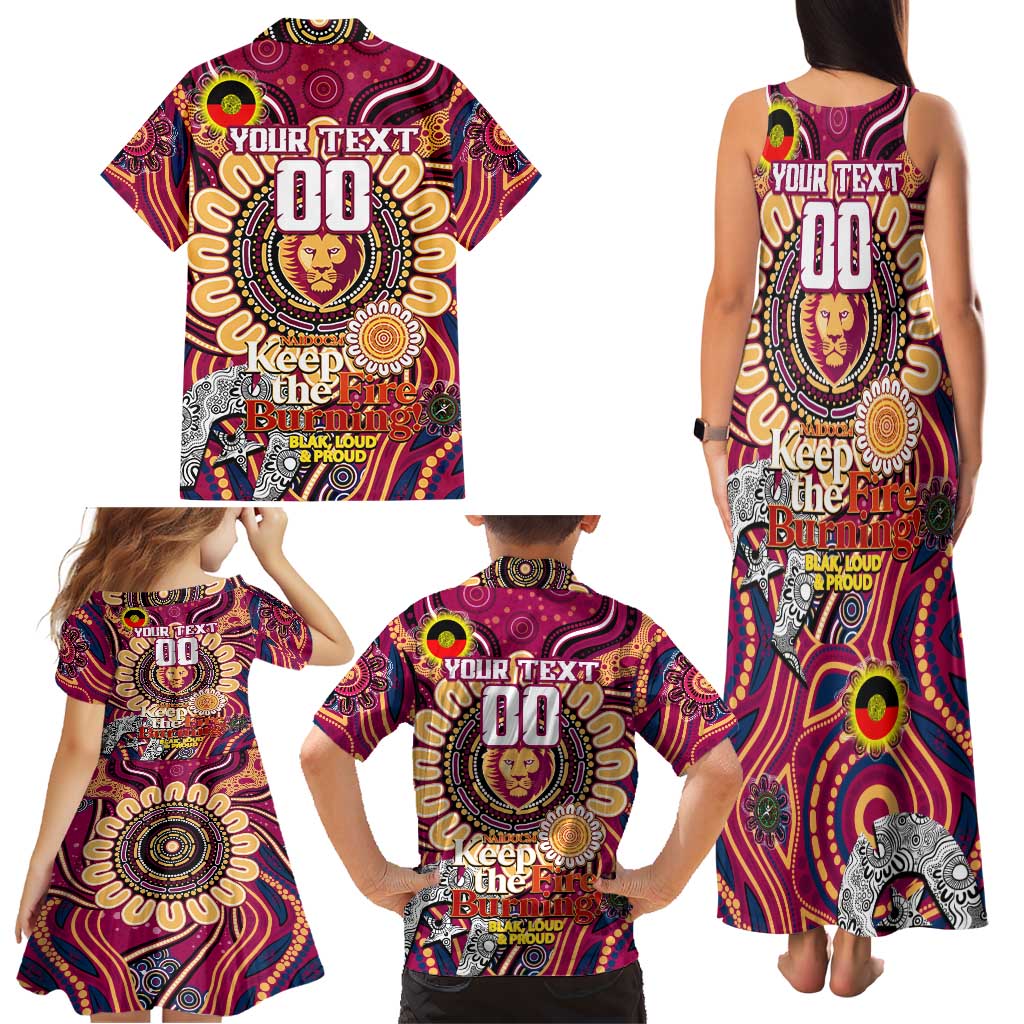 Custom Brisbane Lions NAIDOC Week 2024 Family Matching Tank Maxi Dress and Hawaiian Shirt Mascot Football
