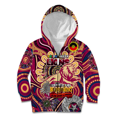 Custom Brisbane Lions NAIDOC Week 2024 Kid Hoodie Mascot Football