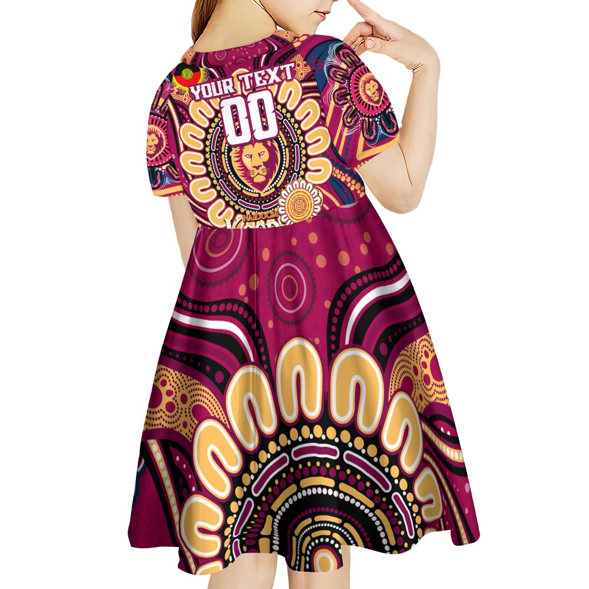 Custom Brisbane Lions NAIDOC Week 2024 Kid Short Sleeve Dress Mascot Football