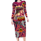 Custom Brisbane Lions NAIDOC Week 2024 Long Sleeve Bodycon Dress Mascot Football