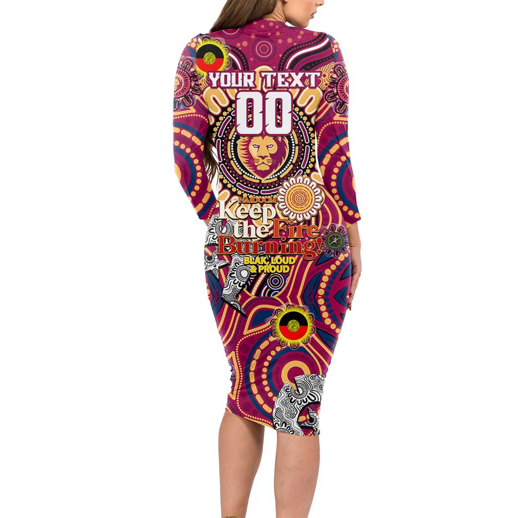 Custom Brisbane Lions NAIDOC Week 2024 Long Sleeve Bodycon Dress Mascot Football