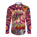 Custom Brisbane Lions NAIDOC Week 2024 Long Sleeve Button Shirt Mascot Football