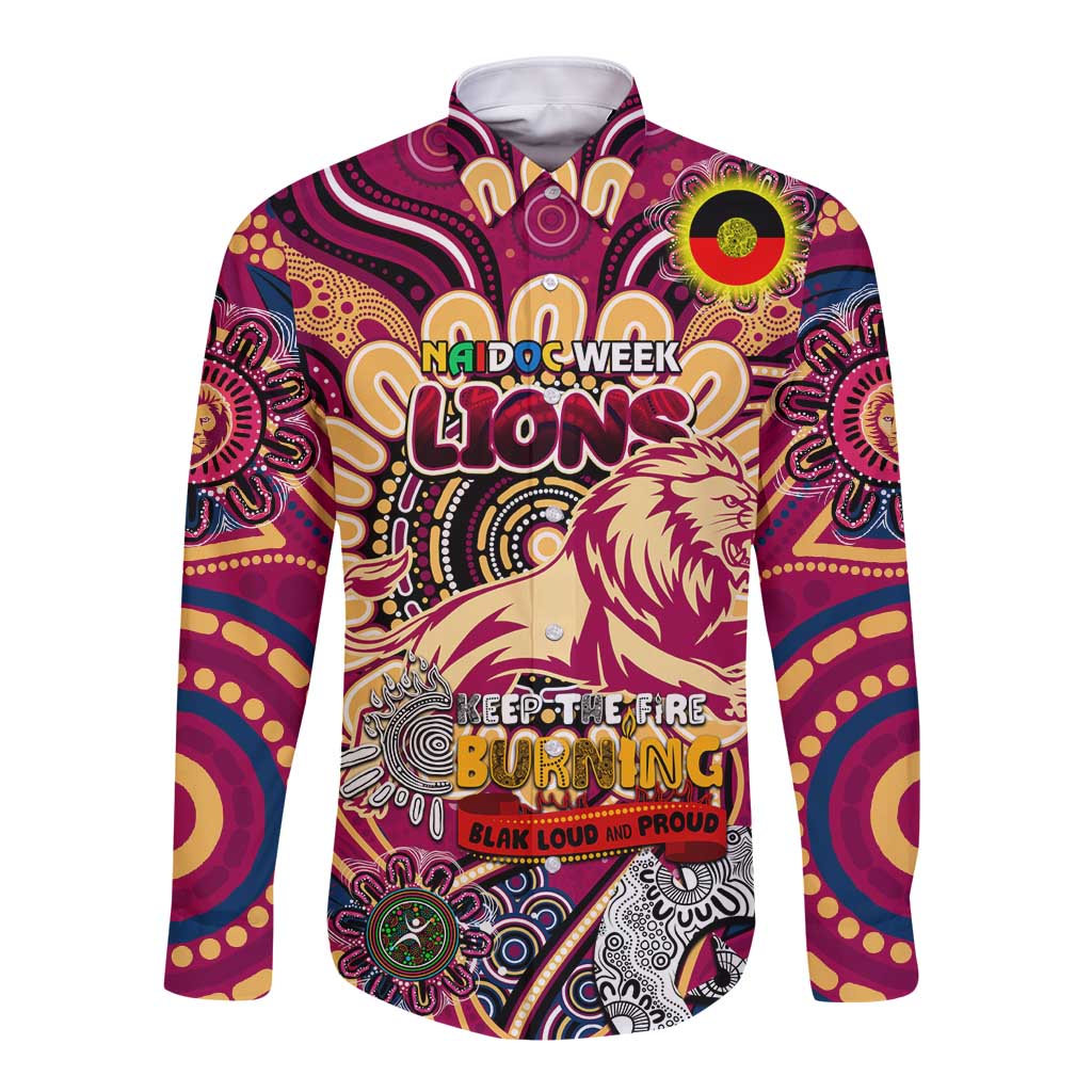 Custom Brisbane Lions NAIDOC Week 2024 Long Sleeve Button Shirt Mascot Football
