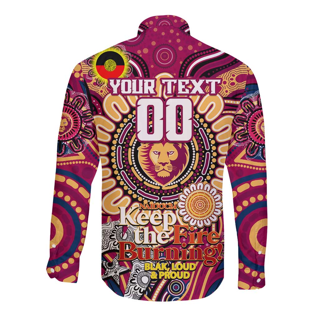 Custom Brisbane Lions NAIDOC Week 2024 Long Sleeve Button Shirt Mascot Football