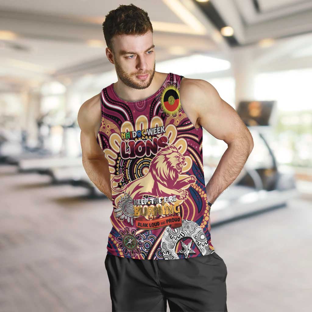 Custom Brisbane Lions NAIDOC Week 2024 Men Tank Top Mascot Football