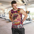 Custom Brisbane Lions NAIDOC Week 2024 Men Tank Top Mascot Football