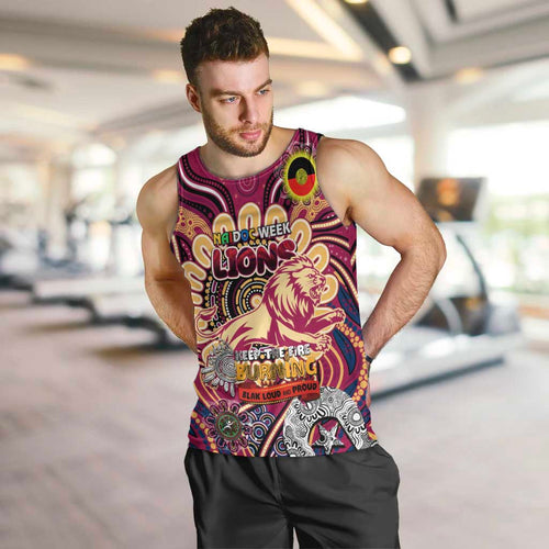 Custom Brisbane Lions NAIDOC Week 2024 Men Tank Top Mascot Football