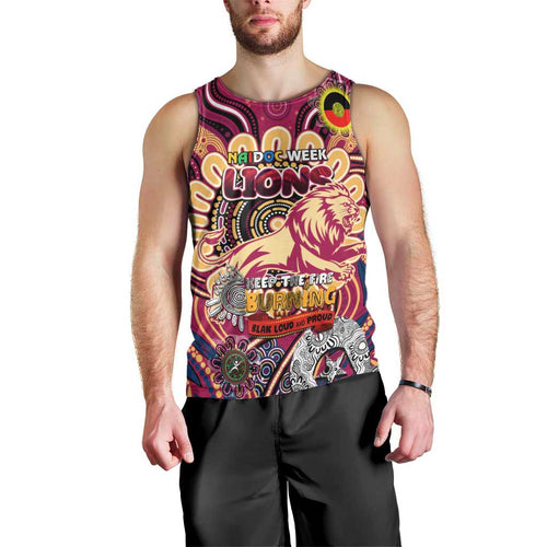 Custom Brisbane Lions NAIDOC Week 2024 Men Tank Top Mascot Football