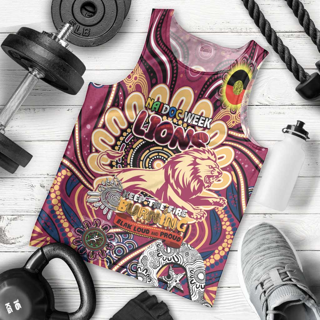 Custom Brisbane Lions NAIDOC Week 2024 Men Tank Top Mascot Football
