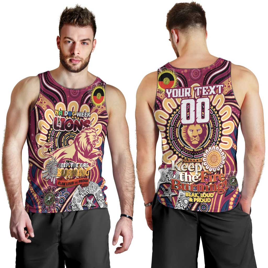 Custom Brisbane Lions NAIDOC Week 2024 Men Tank Top Mascot Football