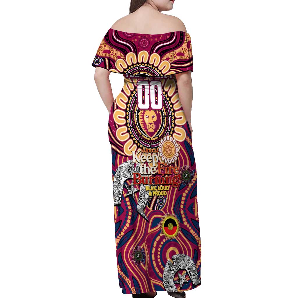 Custom Brisbane Lions NAIDOC Week 2024 Off Shoulder Maxi Dress Mascot Football