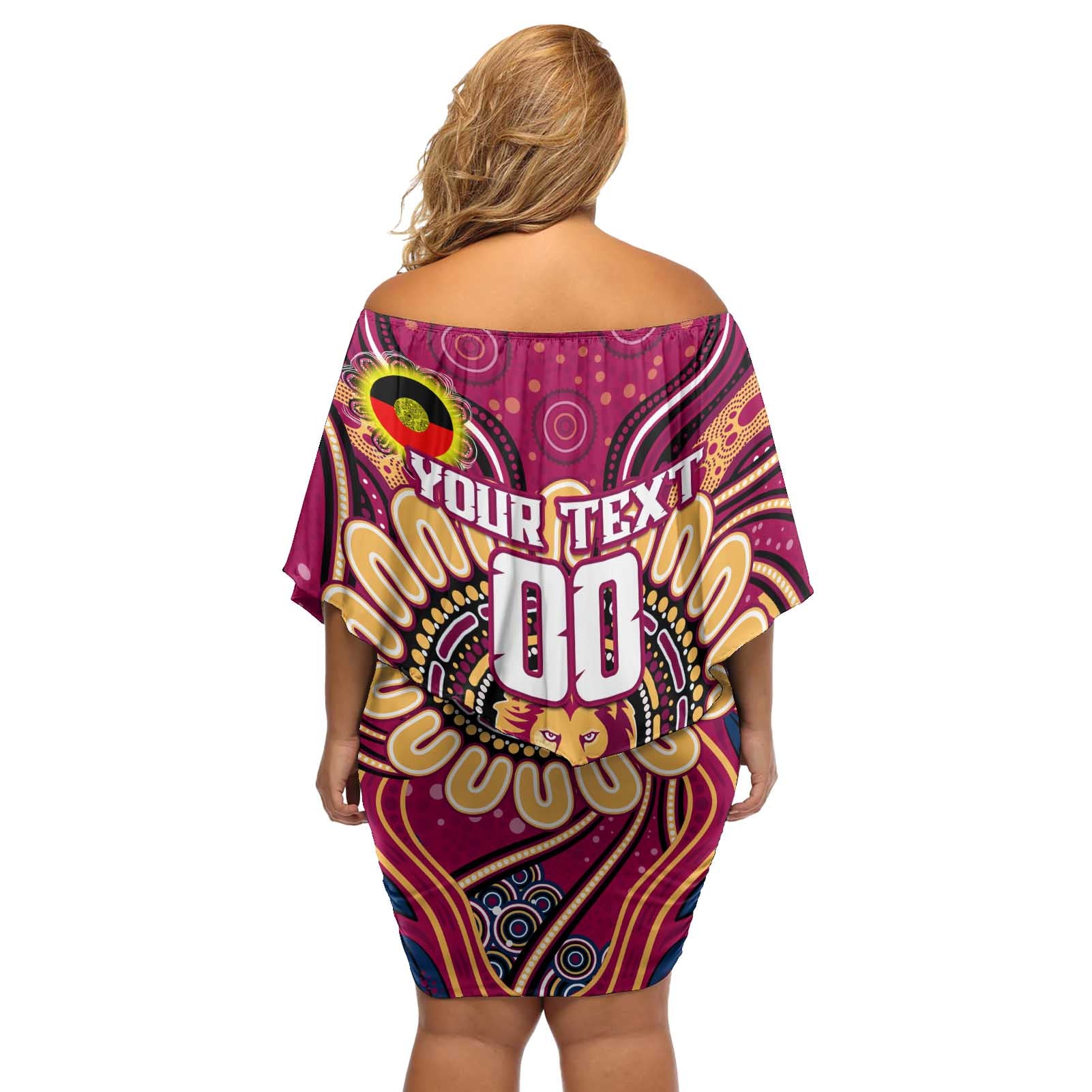 Custom Brisbane Lions NAIDOC Week 2024 Off Shoulder Short Dress Mascot Football