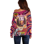 Custom Brisbane Lions NAIDOC Week 2024 Off Shoulder Sweater Mascot Football