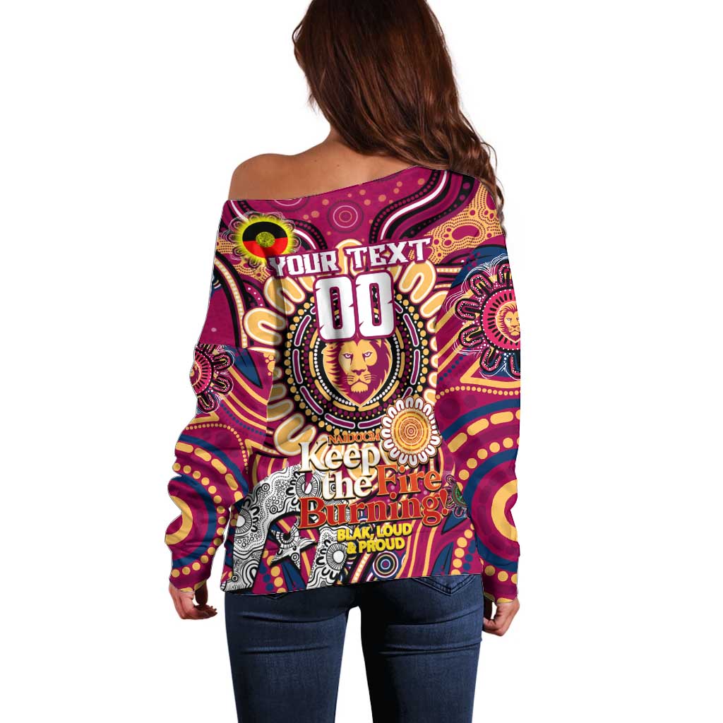 Custom Brisbane Lions NAIDOC Week 2024 Off Shoulder Sweater Mascot Football