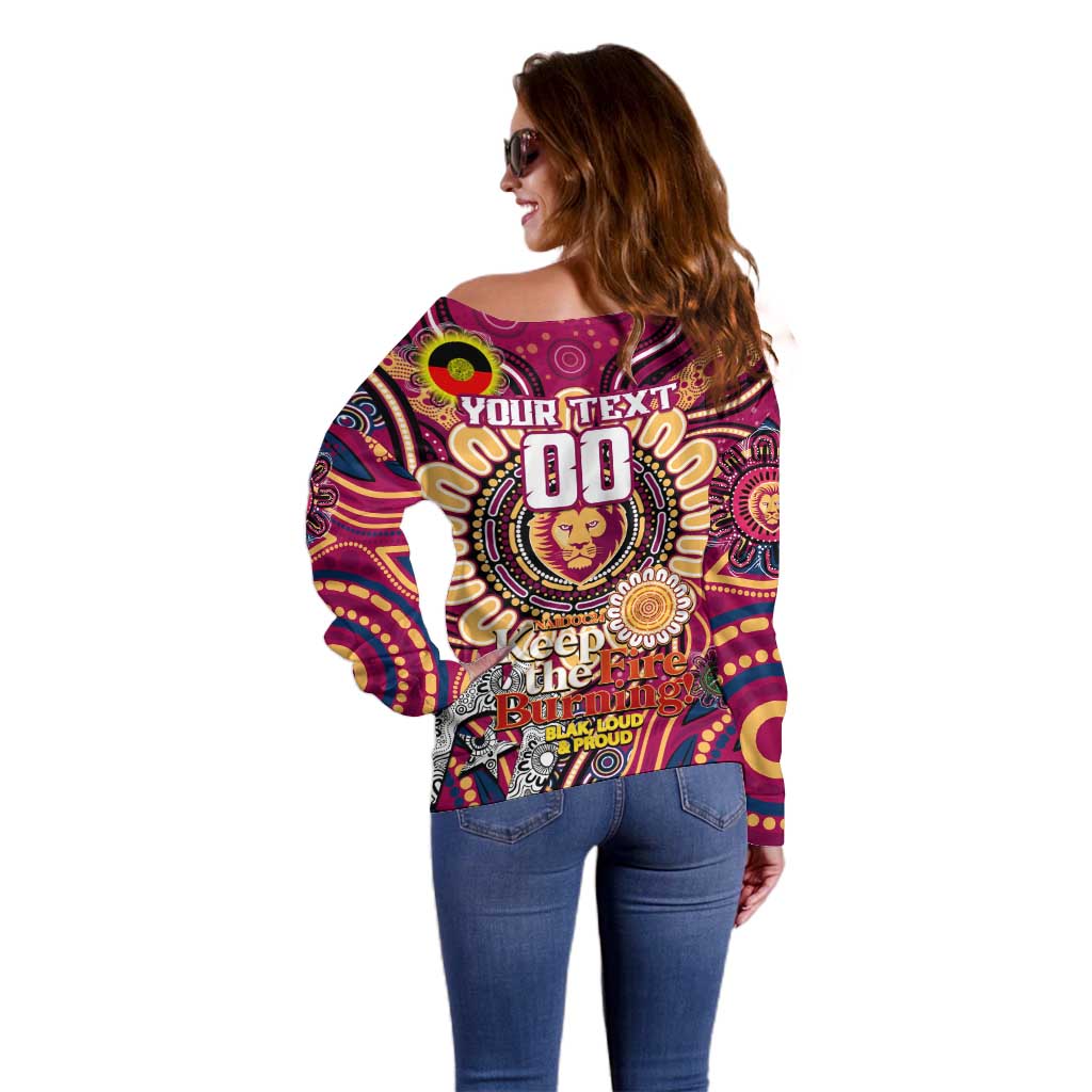 Custom Brisbane Lions NAIDOC Week 2024 Off Shoulder Sweater Mascot Football