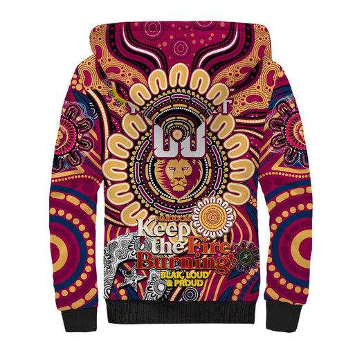 Custom Brisbane Lions NAIDOC Week 2024 Sherpa Hoodie Mascot Football