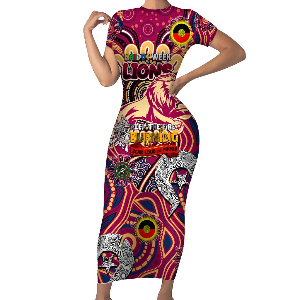 Custom Brisbane Lions NAIDOC Week 2024 Short Sleeve Bodycon Dress Mascot Football