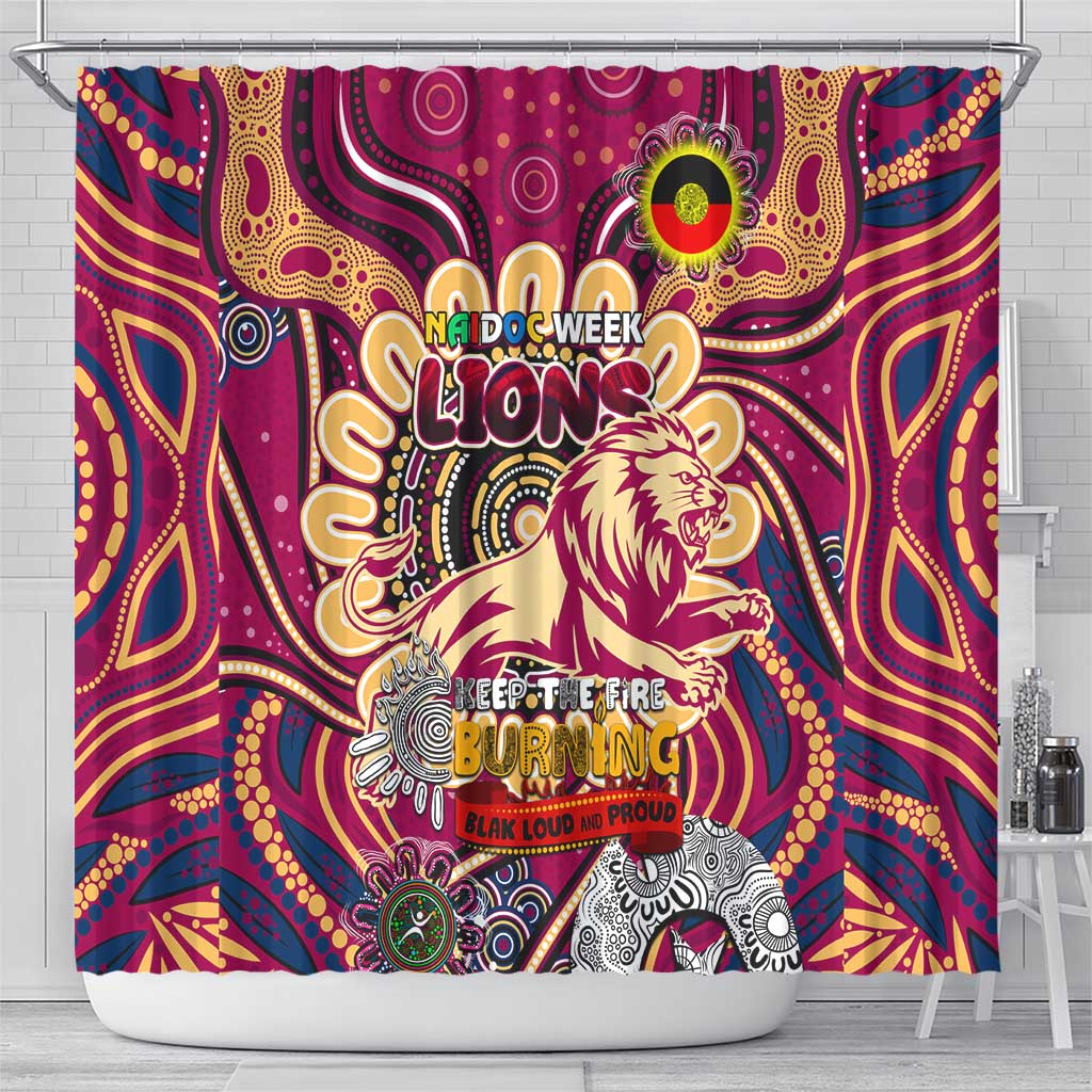 Brisbane Lions NAIDOC Week 2024 Shower Curtain Mascot Football