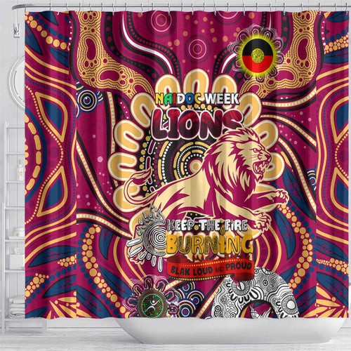 Brisbane Lions NAIDOC Week 2024 Shower Curtain Mascot Football