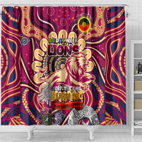 Brisbane Lions NAIDOC Week 2024 Shower Curtain Mascot Football