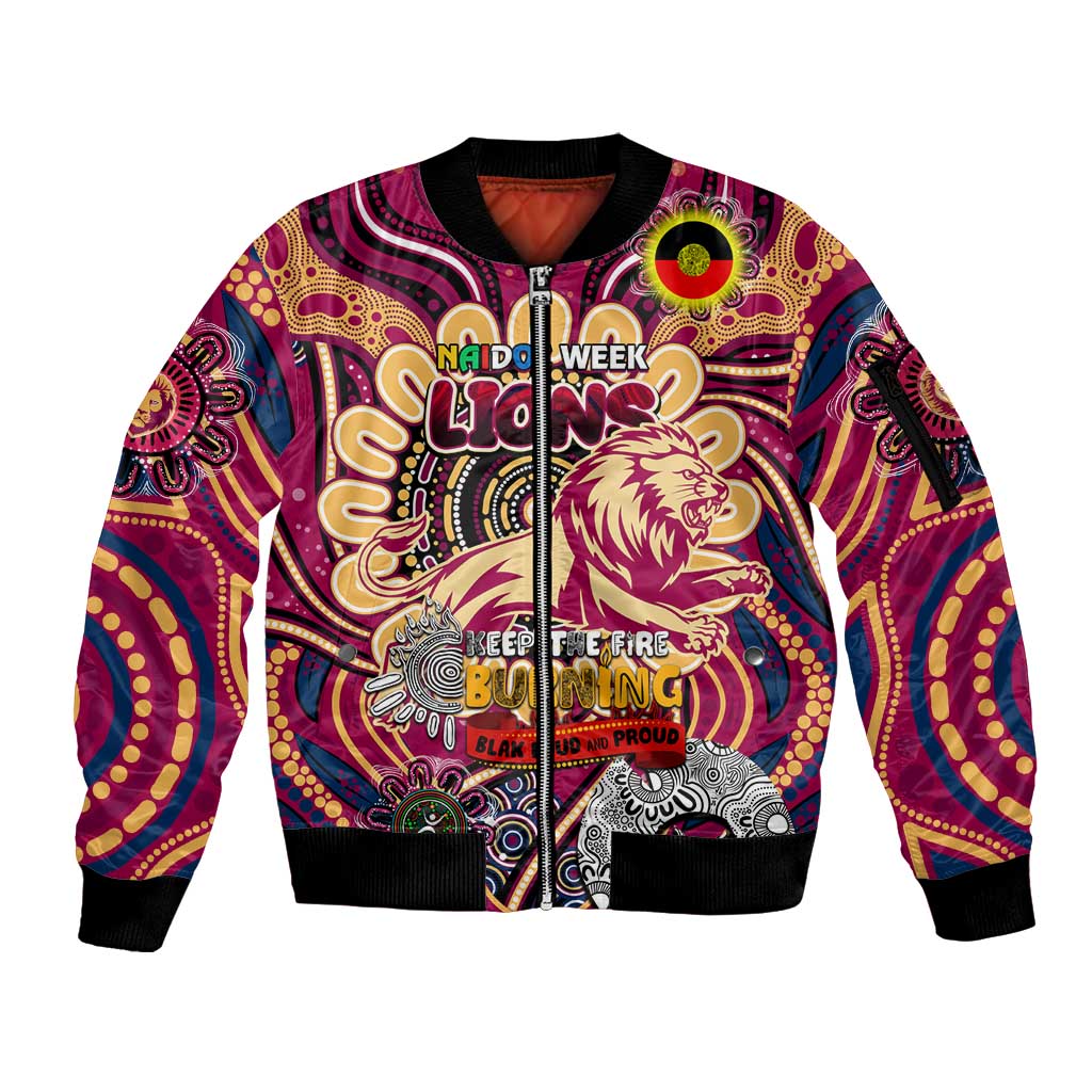 Custom Brisbane Lions NAIDOC Week 2024 Sleeve Zip Bomber Jacket Mascot Football