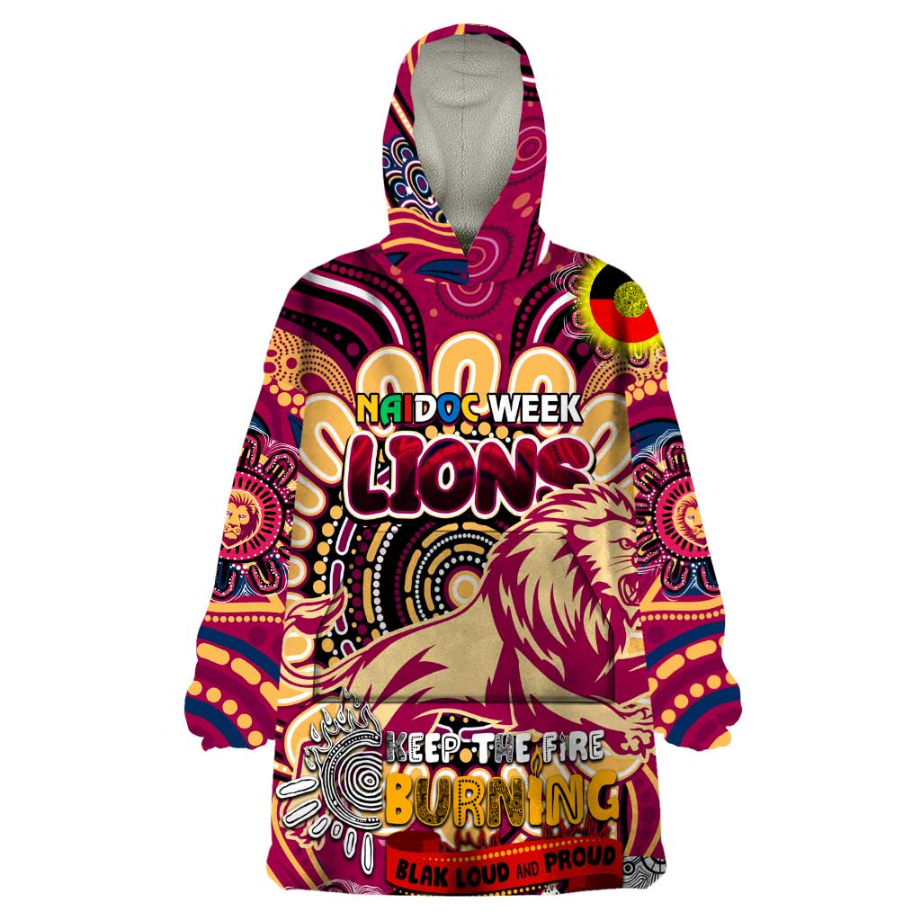 Custom Brisbane Lions NAIDOC Week 2024 Wearable Blanket Hoodie Mascot Football