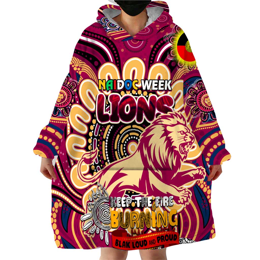 Custom Brisbane Lions NAIDOC Week 2024 Wearable Blanket Hoodie Mascot Football