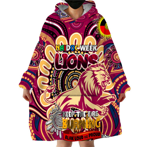Custom Brisbane Lions NAIDOC Week 2024 Wearable Blanket Hoodie Mascot Football