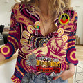 Custom Brisbane Lions NAIDOC Week 2024 Women Casual Shirt Mascot Football