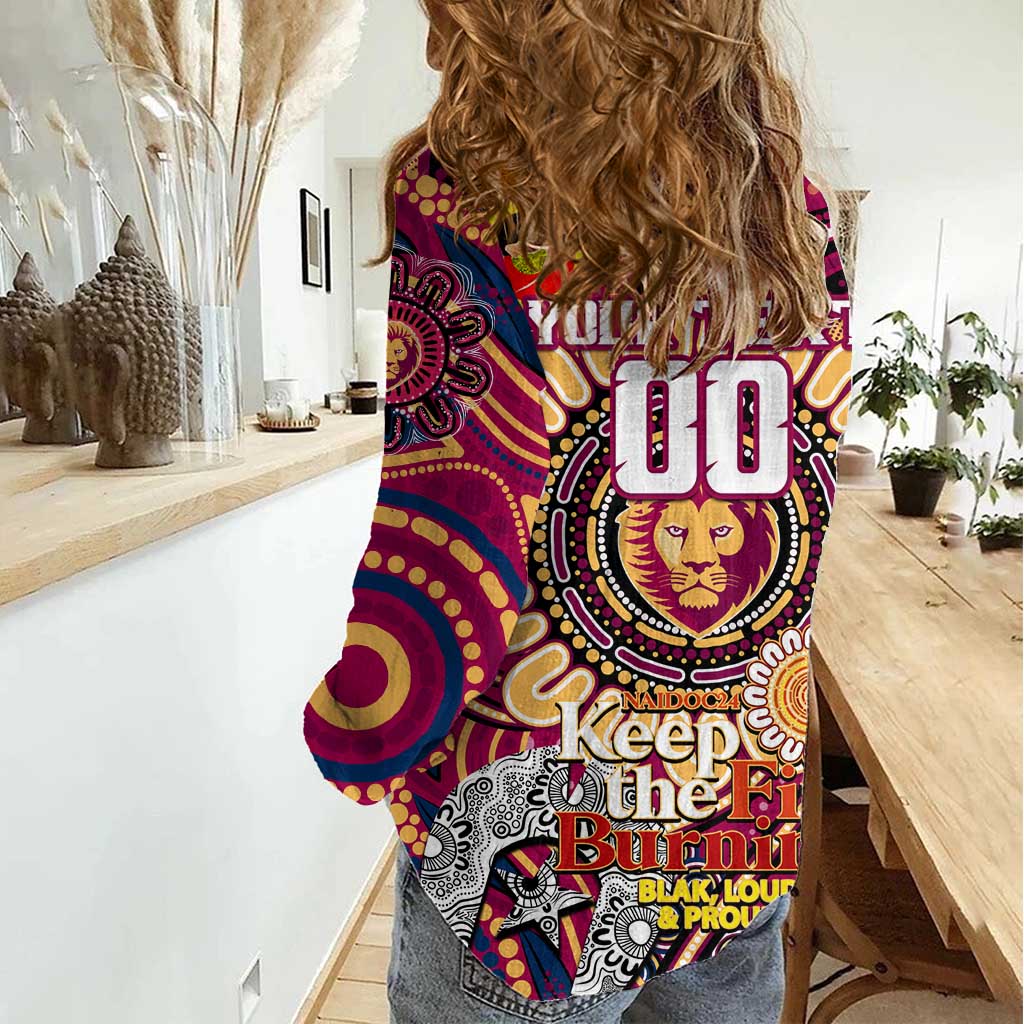 Custom Brisbane Lions NAIDOC Week 2024 Women Casual Shirt Mascot Football