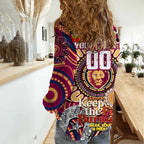 Custom Brisbane Lions NAIDOC Week 2024 Women Casual Shirt Mascot Football