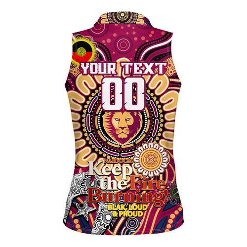 Custom Brisbane Lions NAIDOC Week 2024 Women Sleeveless Polo Shirt Mascot Football