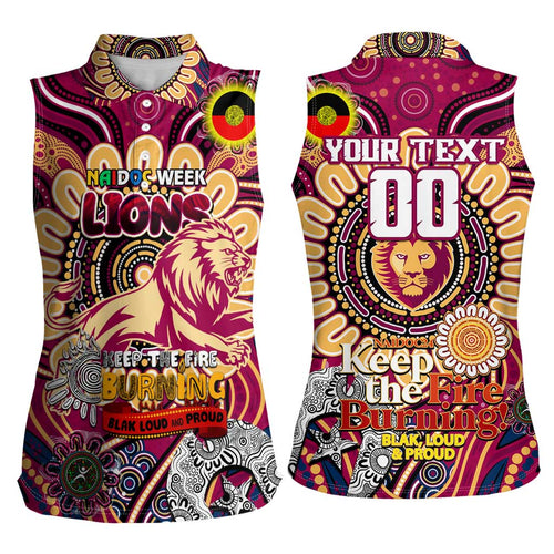 Custom Brisbane Lions NAIDOC Week 2024 Women Sleeveless Polo Shirt Mascot Football