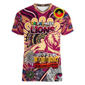 Custom Brisbane Lions NAIDOC Week 2024 Women V-Neck T-Shirt Mascot Football