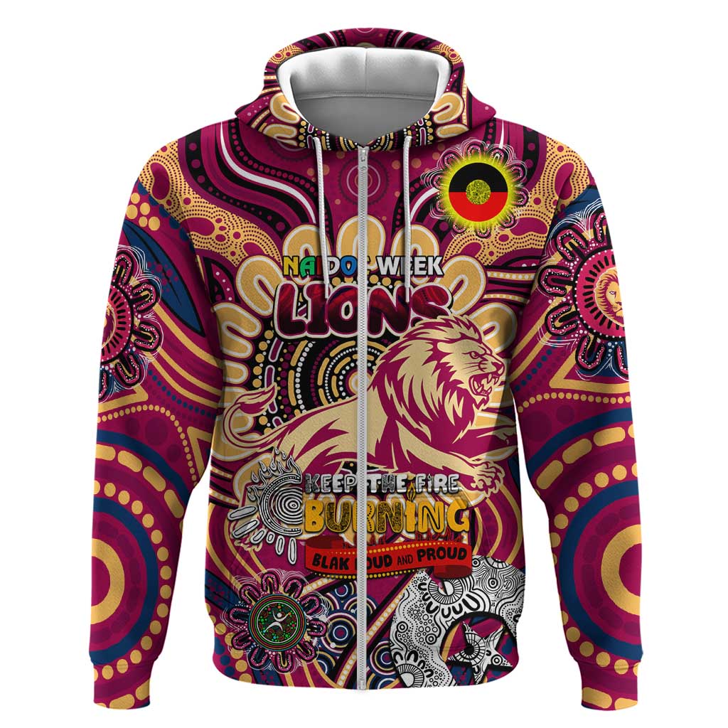 Custom Brisbane Lions NAIDOC Week 2024 Zip Hoodie Mascot Football