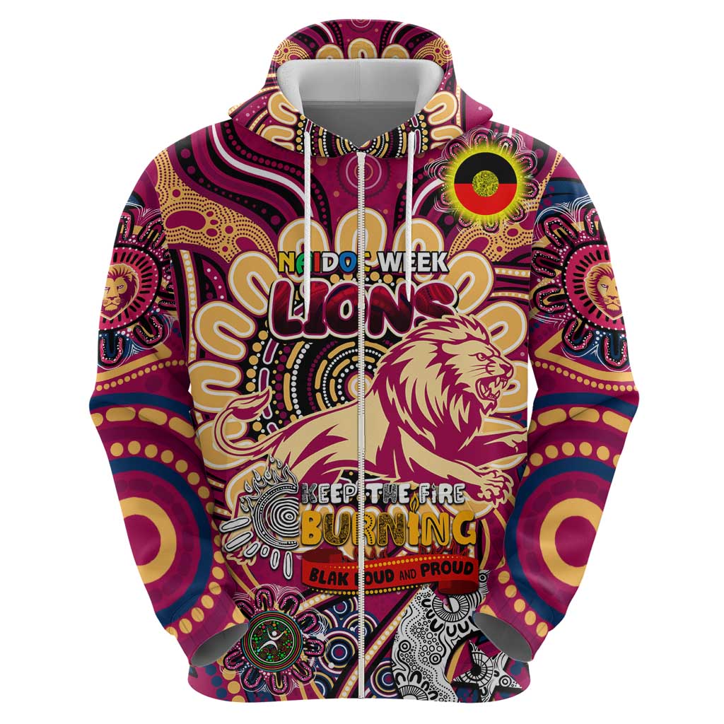 Custom Brisbane Lions NAIDOC Week 2024 Zip Hoodie Mascot Football